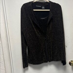 Impressions Black & Gold Shimmer Zip up Blazer and Tank top bundle
